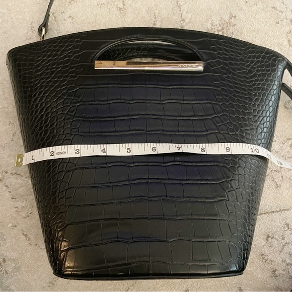 Nine West Black Faux Croc Bucket Bag with Adjustable and Detachable Strap - Picture 6 of 10